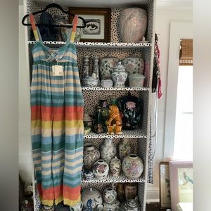 MARA HOFFMAN WIDE LEG STRIPED ONE PIECE VACAY BREEZY JUMPSUIT SIZE S•